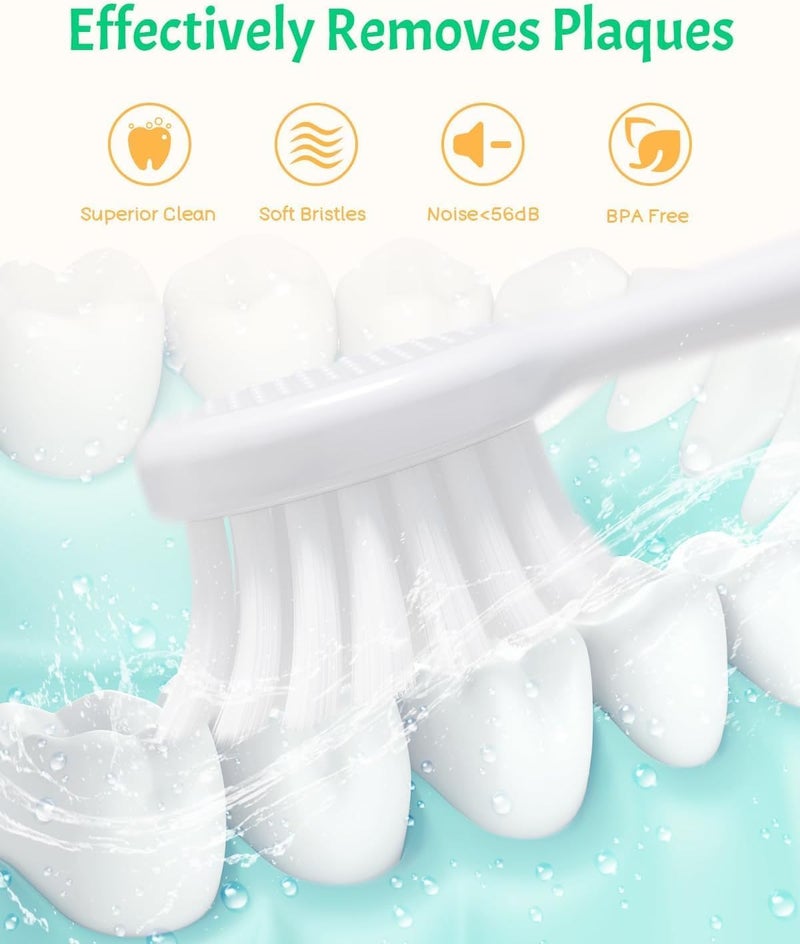 NELLWELL Kids Electric Toothbrush, 2-Min Timer, 3 Modes with Memory, IPX 7 Waterproof, Battery Powered Kids Toothbrush with 3 Soft Bristles Heads for Children Boys and Girls Ages 3+ - Image 2